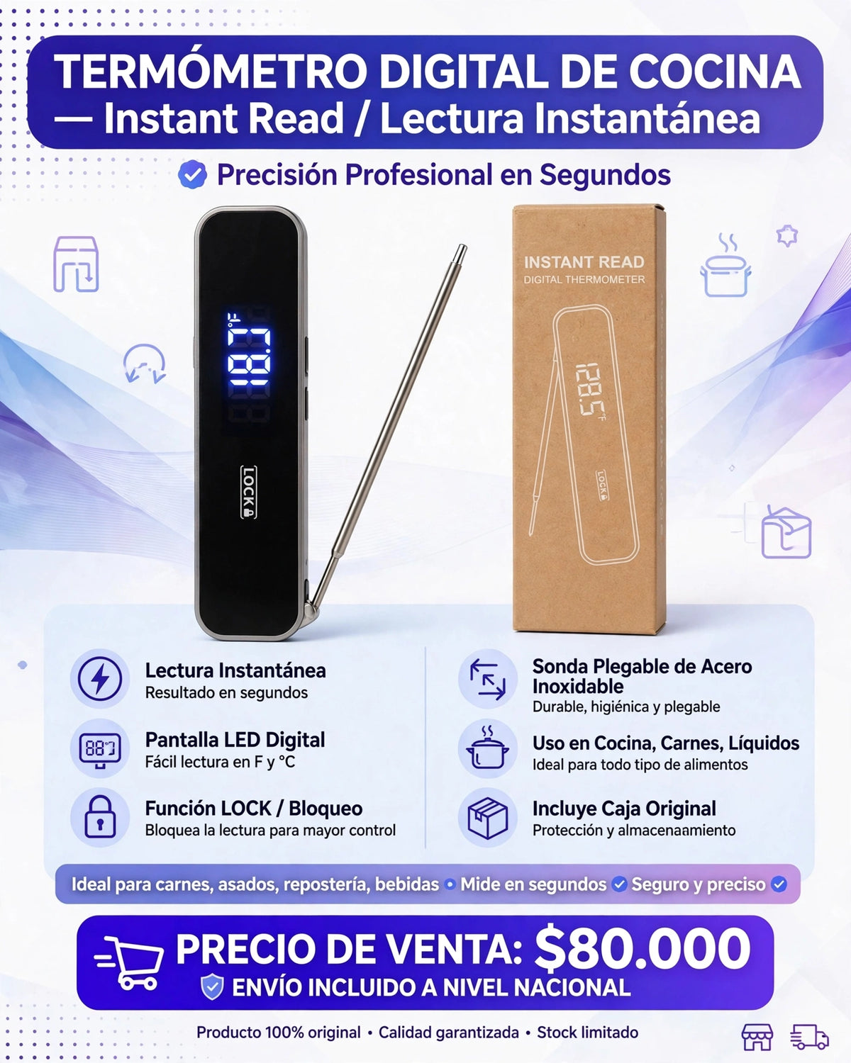 TERMÓMETRO DIGITAL DE COCINA - LECTURA INSTANTÁNEA