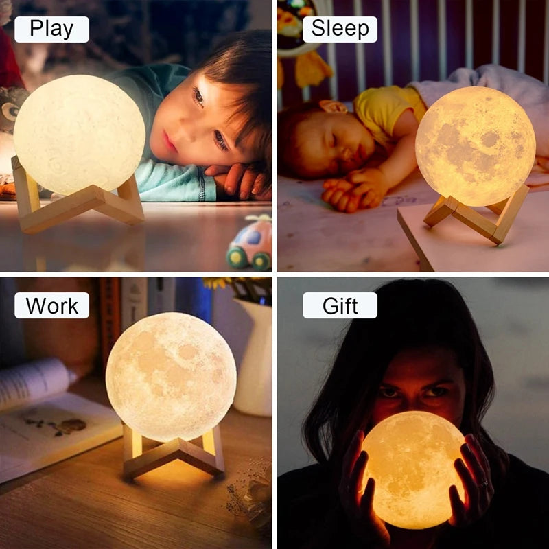 Lámpara de Luna luz LED 3D - Luz Nocturna Táctil