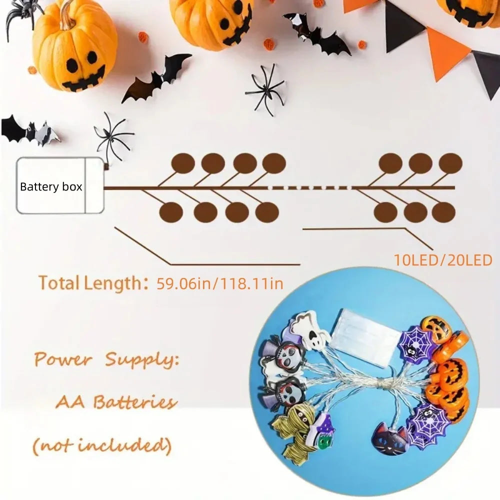 Cadena de Luces LED Halloween -Figuras Mixtas 1.5M