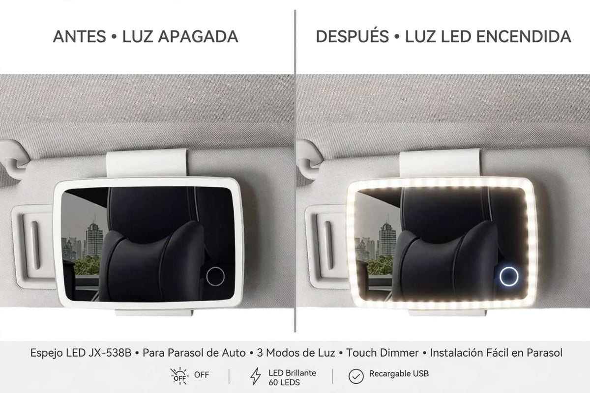 Espejo Con Luz Led Recargable Parasol