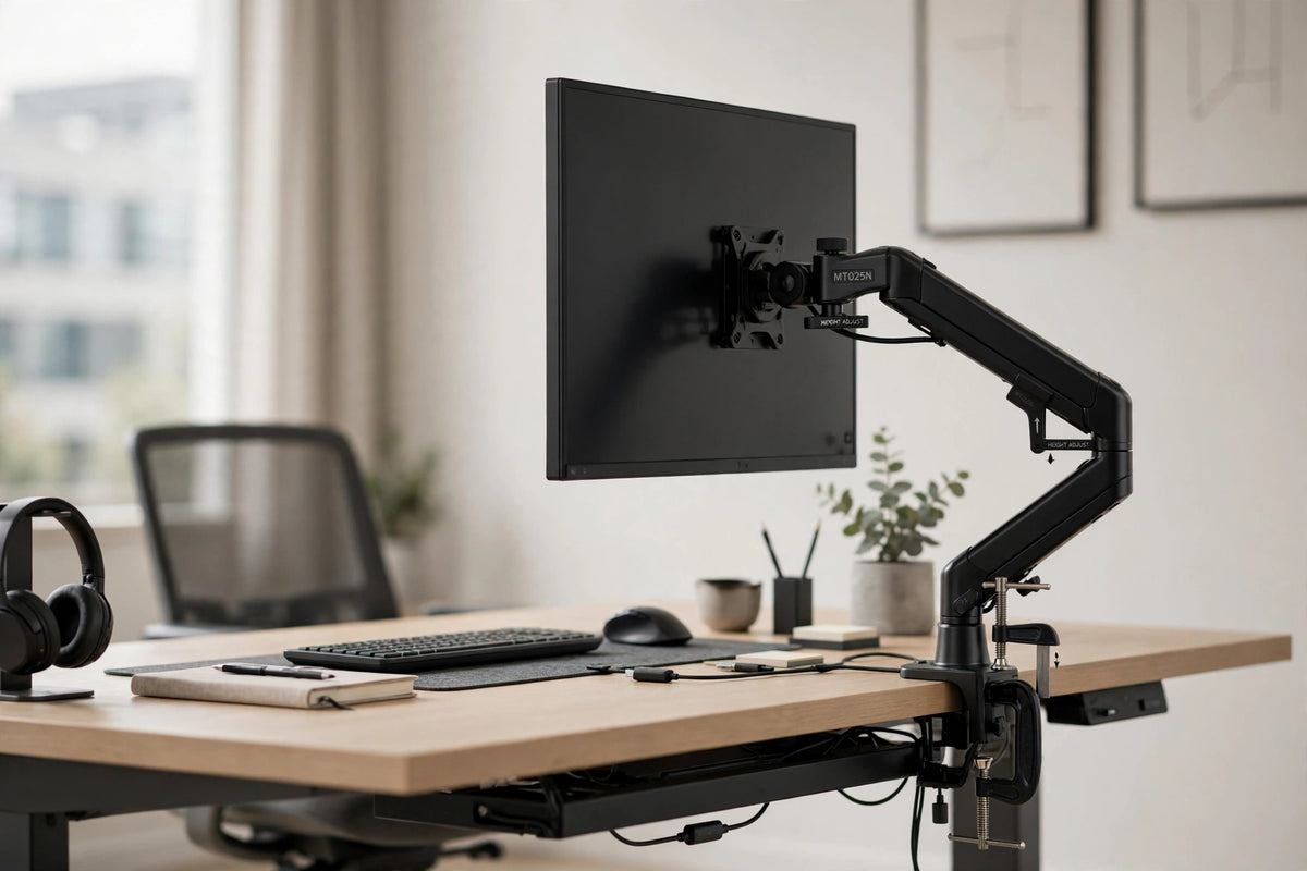 Soporte Brazo Articulado Para Monitor MT025N - Altura Ajustable - Giro 360° - VESA 75x75 100x100 - Hasta 32" - Envío Incluido