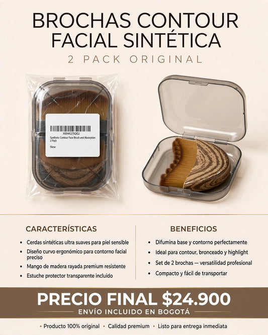 Brochas Contour Facial Sintética 2 Pack Original - Absorción & Definición