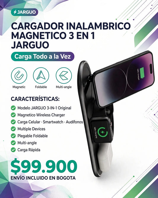 CARGADOR INALÁMBRICO MAGNÉTICO 3 EN 1 JARGUO