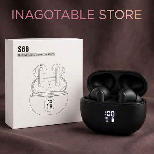 Audífonos Inalámbricos S66 con Pantalla LED de Batería - True Wireless Stereo