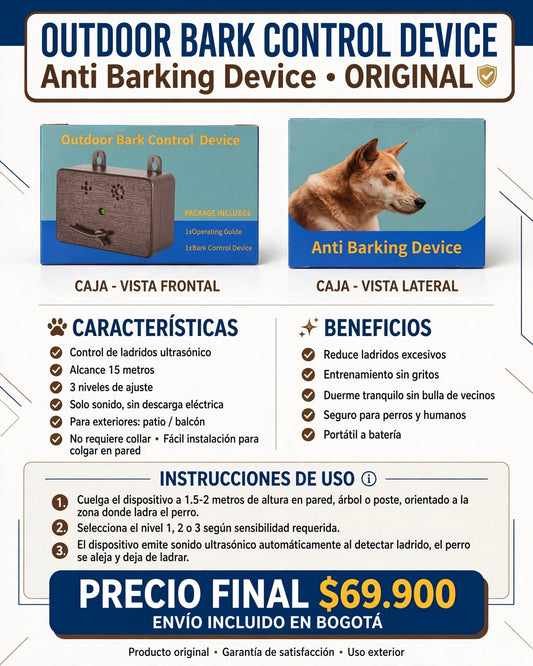 Controlador de Ladridos Ultrasónico Outdoor 15M - Original
