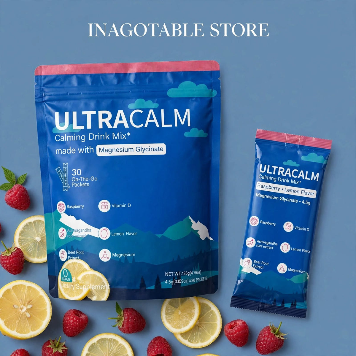 💙 ULTRACALM - Calming Drink Mix 💙
Con Glicinato de Magnesio | 30 Sobres On-The-Go