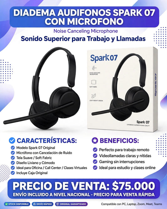 DIADEMA AUDÍFONOS SPARK 07 CON MICRÓFONO
