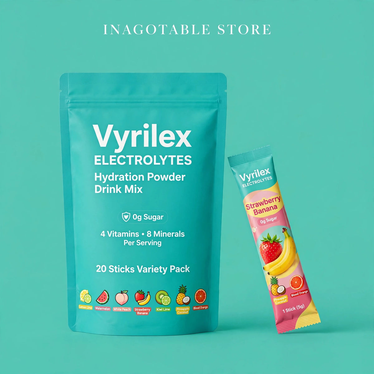 💧 VYRILEX ELECTROLYTES - Hydration Powder 💧
0g Azúcar | 4 Vitaminas | 8 Minerales | 20 Sticks