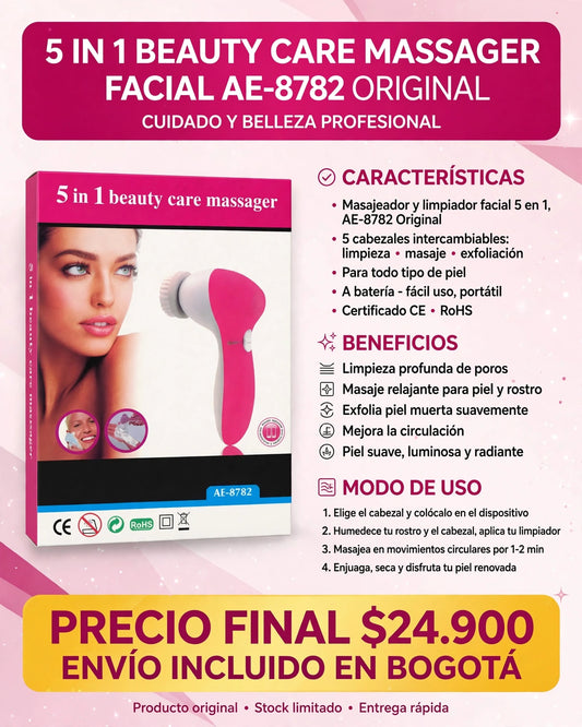 Masajeador y Limpiador Facial 5 en 1 AE-8782 Original - Spa en Casa INAGOTABLE
