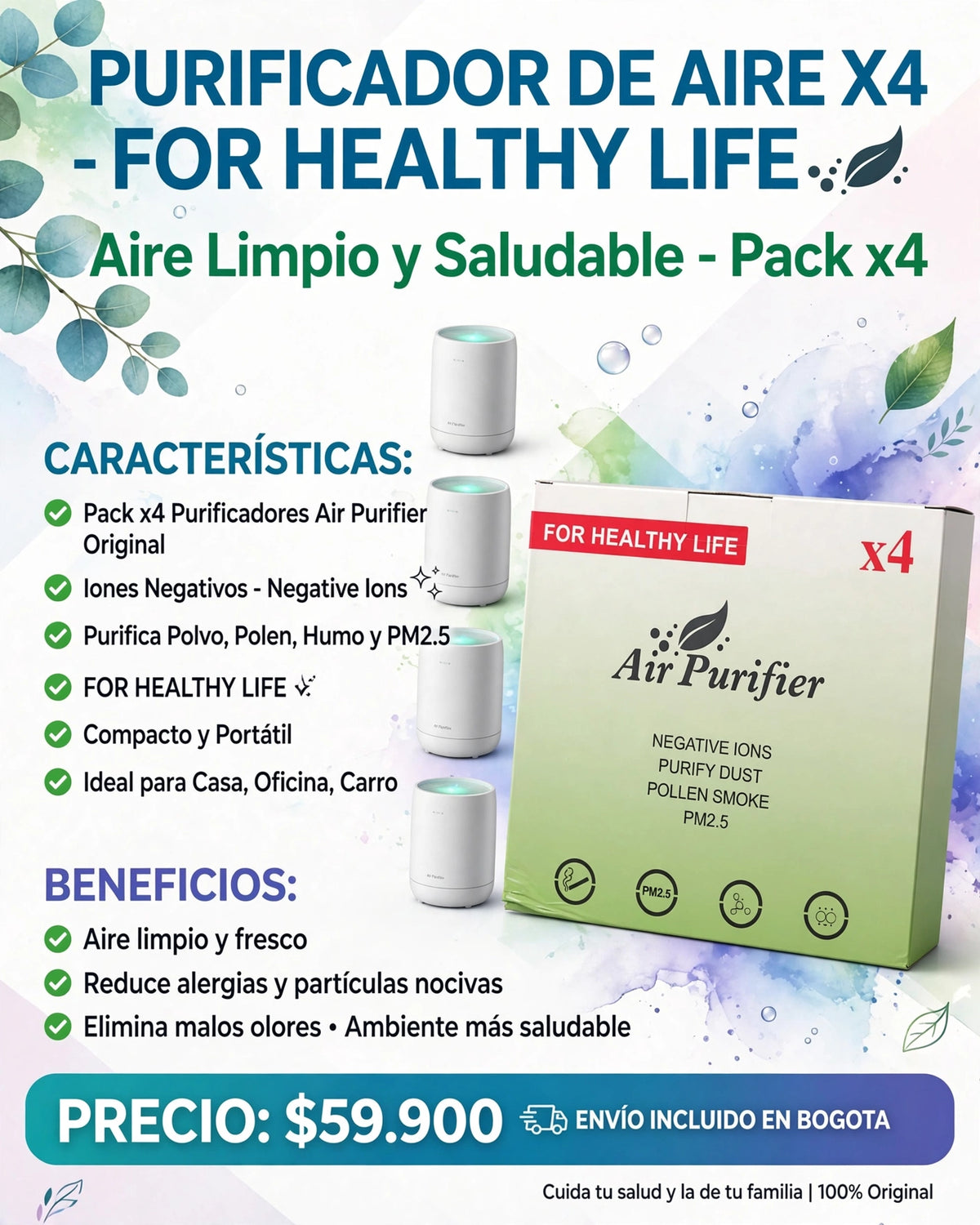 PURIFICADOR DE AIRE X4 - FOR HEALTHY LIFE